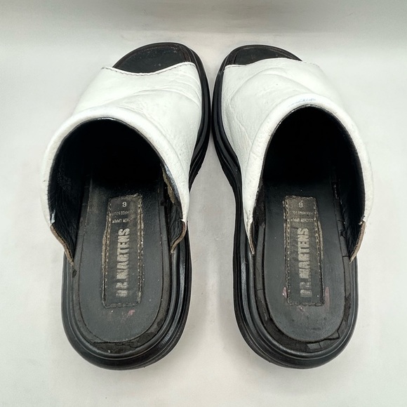 RARE Vintage Dr. Martens White Leather Platform Slide SZ 8 Made in England 90’s - Picture 10 of 15